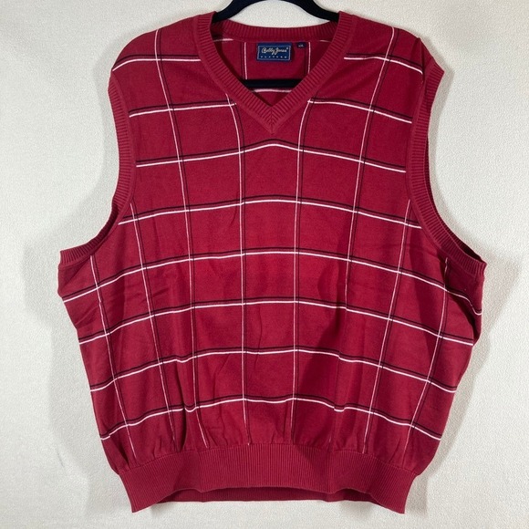 Bobby Jones Other - Bobby Jones Mens Windowpane Sweater Vest XXL Red Golf Prep Academia Grandpacore